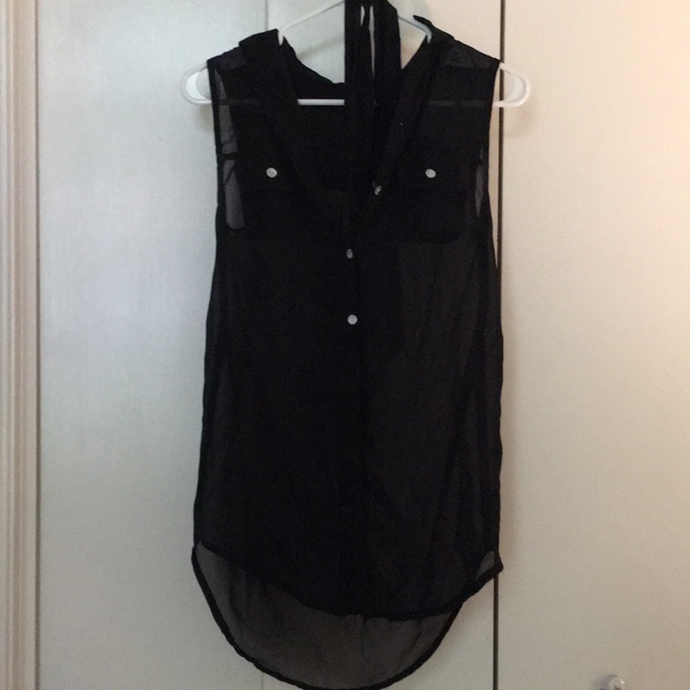 Black button town blouse